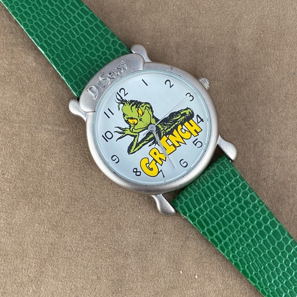 Dr. Seuss Grinch Watch Green Strap Brushed Silver - Picture 4 of 11